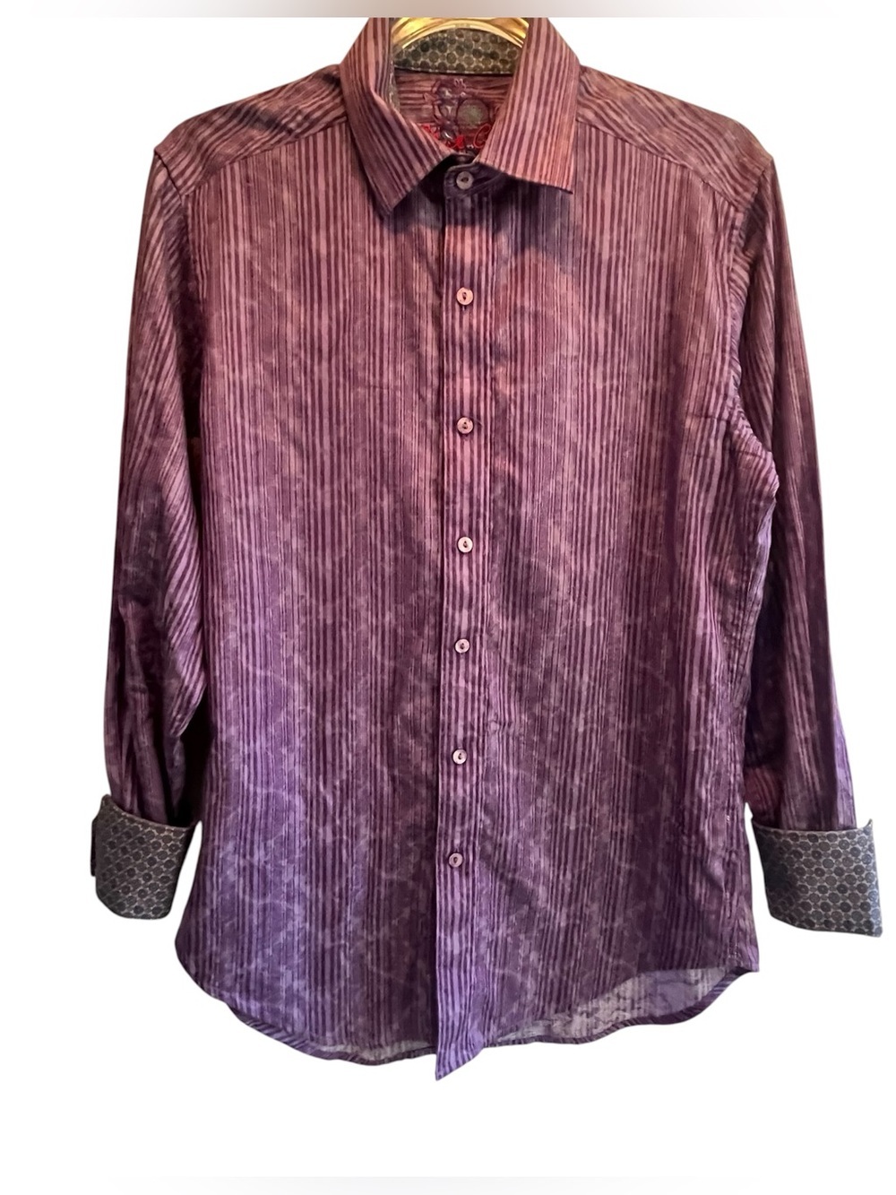 Robert Graham Purple Striped
Jacquard Sport Shirt LS Flip Cuff
Size XS